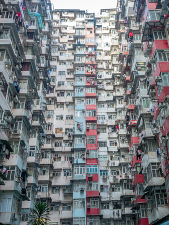 HONG KONG, CHINA - JANUARY 20 : Yik Cheong Building or Monster buildings, location in many blockbuster Hollywood movies, is one of the most popular landmark in Hong Kong, China, was taken on January 20, 2018.のeditorial素材