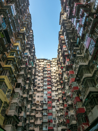 HONG KONG, CHINA - JANUARY 20 : Yik Cheong Building or Monster buildings, location in many blockbuster Hollywood movies, is one of the most popular landmark in Hong Kong, China, was taken on January 20, 2018.のeditorial素材