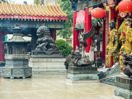 HONG KONG, CHINA - JANUARY 19 : Wong Tai Sin Temple, one of the most famous landmark, entrance of main pavilion with Chinese art style in Hong Kong, China, on January 19, 2018.のeditorial素材