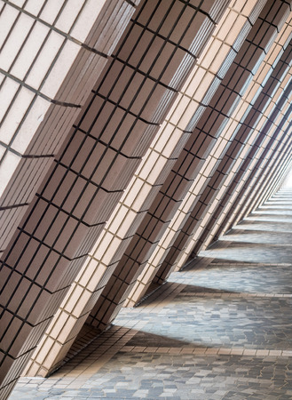 HONG KONG, CHINA - JANUARY 20 : Unique design corridor of Museum of Art near Victoria harbor in Hong Kong, China, was taken on January 20, 2018.のeditorial素材
