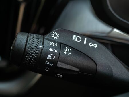 BANGKOK, THAILAND - JANUARY 1 : Turning signal with headlight controller in Volvo car new model in Bangkok, Thailand, on January 1, 2019.のeditorial素材
