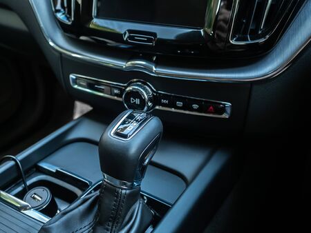 BANGKOK, THAILAND - JANUARY 1 : Gear box in luxury design in Volvo car new model in Bangkok,...