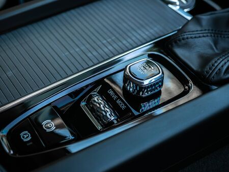 BANGKOK, THAILAND - JANUARY 1 : Ignition switch on gearbox control with Parking and auto brake...