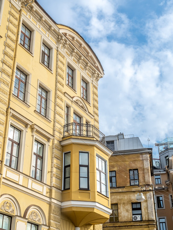 Building architecture along road in Saint Petersburg, Russiaの写真素材