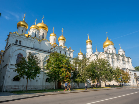 MOSCOW, RUSSIA - SEPTEMBER 5 : Cathedral of Archangel in Cathedral square of the Moscow Kremlin in summer season, Moscow, Russia, on September 5, 2018.のeditorial素材