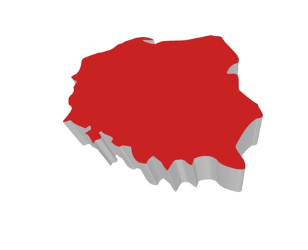 Polish Map 3D rendering on a white backgroundの写真素材