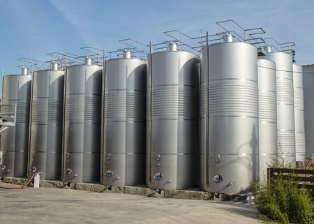 Modern Â storage technology agro-industry, metal containers for grain business  granary trail...