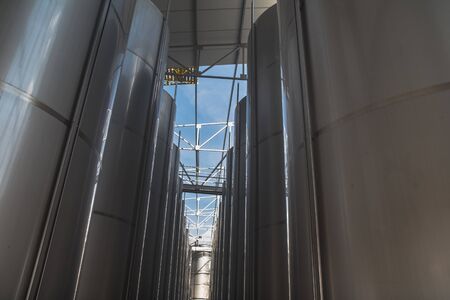 Modern Â storage technology agro-industry, metal containers for grain business  granary trail...