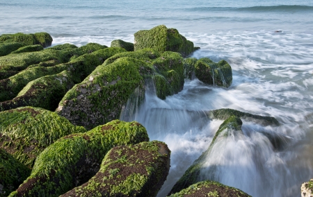 Stone trench of taiwan coastの写真素材