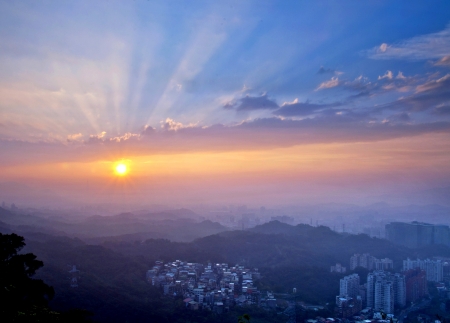Taipei City sunset sceneryの写真素材
