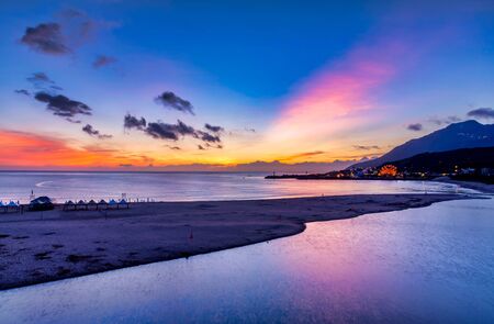 Sunrise scenery of coast in Fulong Beach ,Taiwanの写真素材