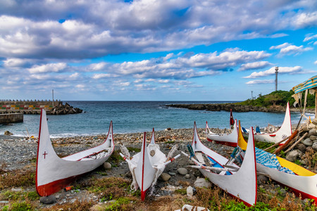 Aboriginal canoe at Lanyu (Orchid Island), Taitung, Taiwanのeditorial素材