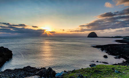 Coastal scenery at dusk of Lanyu(Orchid Island), Taitung,Taiwanの写真素材