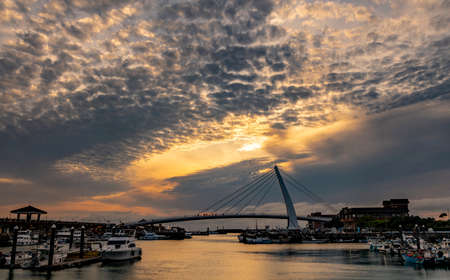 Scenery at dusk of Tamsui Fisherman's Wharf, This is a famous attraction in New Taipei City,Taiwanの写真素材
