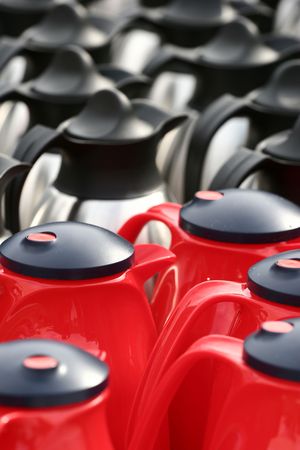 abstract picture of coffee jars in denmark outdoor in the sunの写真素材