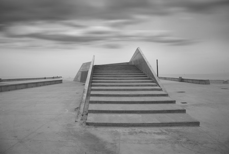 concrete stairway on the seaside in copenhagen denmarkの写真素材