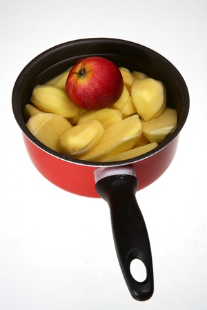 Potatoes close up in waterの写真素材