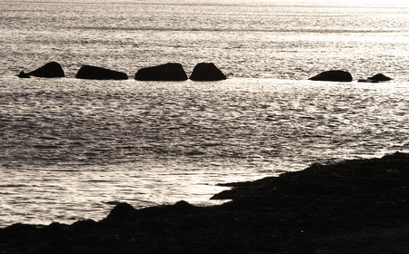 danish coastal landscape in the summer: seaside with rocksの写真素材
