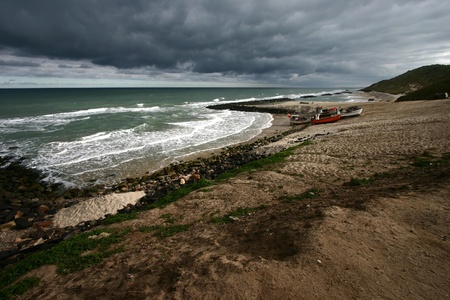 summer in denmark:loenstrup neach and harbourの写真素材