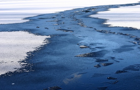 a frozen lake in denmark in winterの写真素材