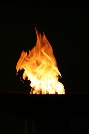 gas flame burning on a dark backgroundの写真素材
