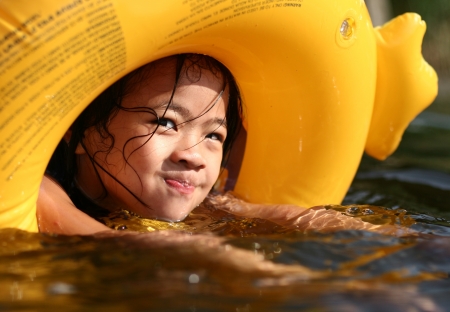 happy child outdoor in summerの写真素材