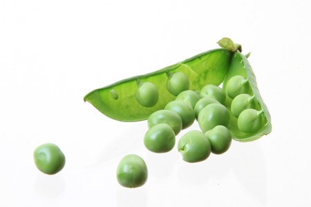several peas isoladed on white backgroundの写真素材