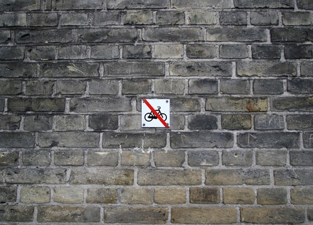 sign no bike  on a wall in denmarkの写真素材