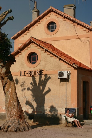 Corsica, Balagne , train station in Ile Rousseのeditorial素材