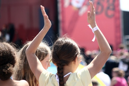 children in an outdoor concert in denmarkのeditorial素材