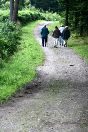 old persons On a forest pathの写真素材