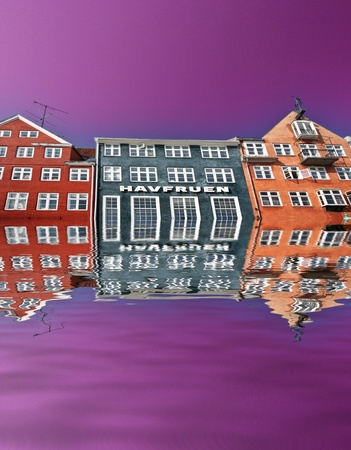 colorful buildings in the area of nyhavn a popular area in copenhagenのeditorial素材