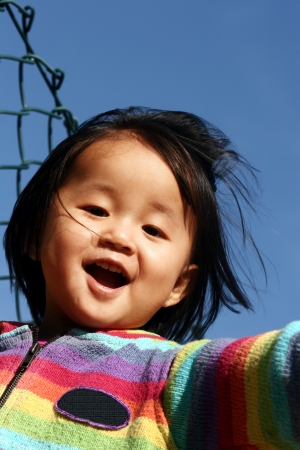 cute child looking at the cameraの写真素材