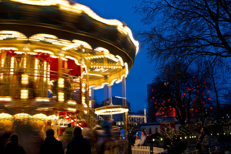Christmas at the Tivoli in Copenhagen at nightのeditorial素材