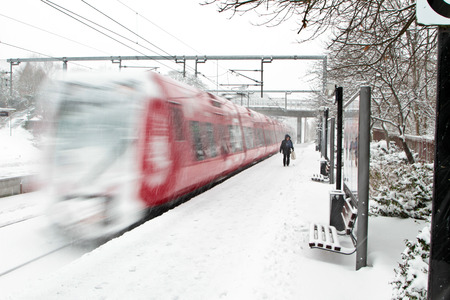 Winter in a village in denmark with a lot of snowの写真素材