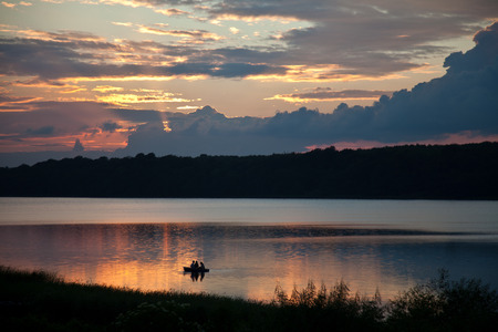 Sunset on a lake in denmark in the summerの写真素材