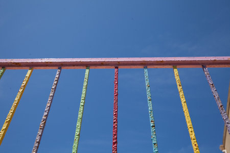 Colorful fence in Algajola Village or town in  Corsica in the Balagne areaの写真素材