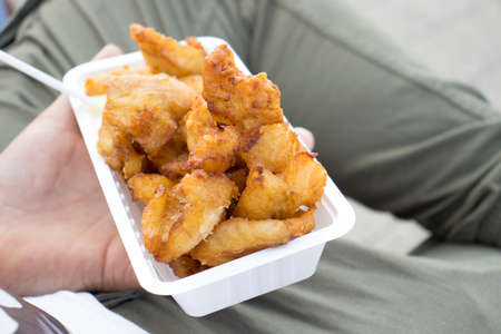 deep fried dutch fish kibbelingの写真素材