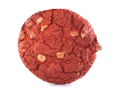 red velvet cookie isolated on a white backgroundの写真素材