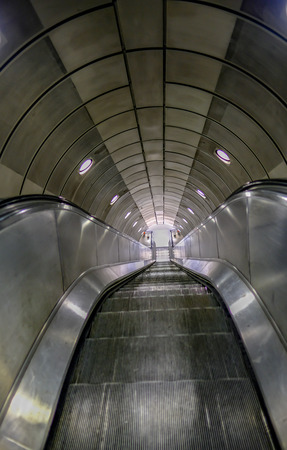Empty escalator on the London underground train system