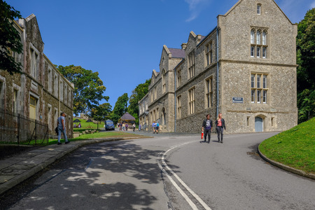 Dover, Kent, UK - Augusut 18, 2017:  Inisde the castle grounds and looking at the Naafi building.  Summer shot with tourisits.のeditorial素材