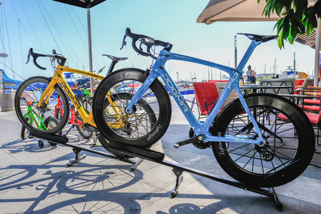 Limassol, Cyprus - October 1, 2017: Pinarello Dogma F10 professional bicycles on display.のeditorial素材