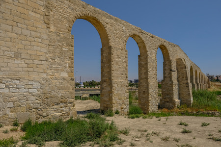 View of aqueduct at Kamares, Larnaca.  Landscape shot with wide angle.  Taken on a sunny morning in summer.の写真素材