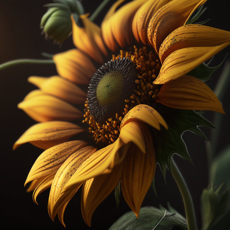 Golden Beauty: A Macro Close-Up of a Sunflower's Radianceの素材