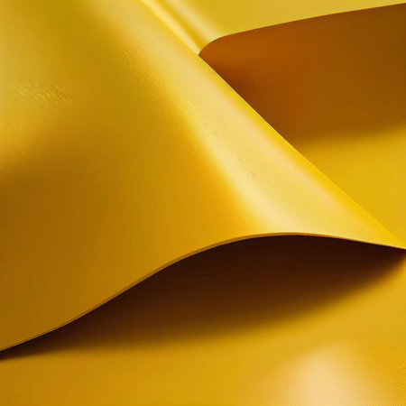 Smooth Yellow Vinyl Surface: A Macro Close-Up Photo of Glossy Plastic Textureの素材