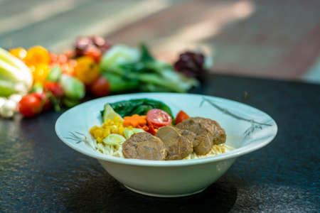 Beef with noodlesの写真素材