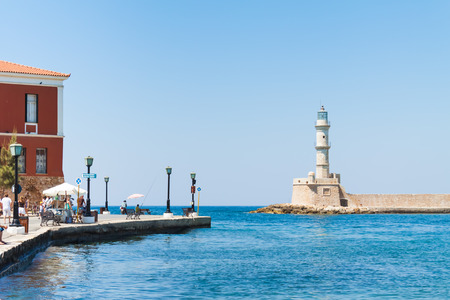 Lighthouse in the Venetian port of Chaniaのeditorial素材