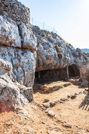 The Cave of Panagia Arkoudiotissa also known as Arkoudospilios, the Bear Cave. Akrotiri peninsula, Crete, Greeceの写真素材