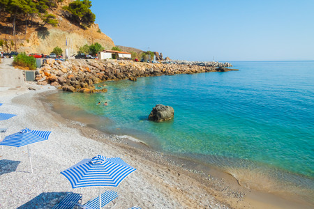 Beach of the village Hora Sfakion (Sfakia). Crete, Greeceの写真素材