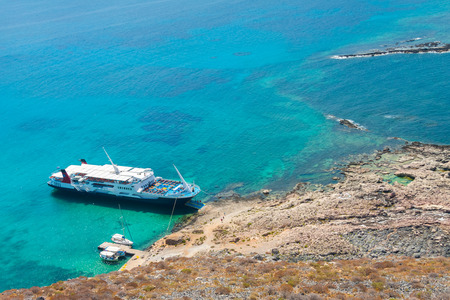 Cruise ship near Gramvousa Island. Crete, Greeceの写真素材